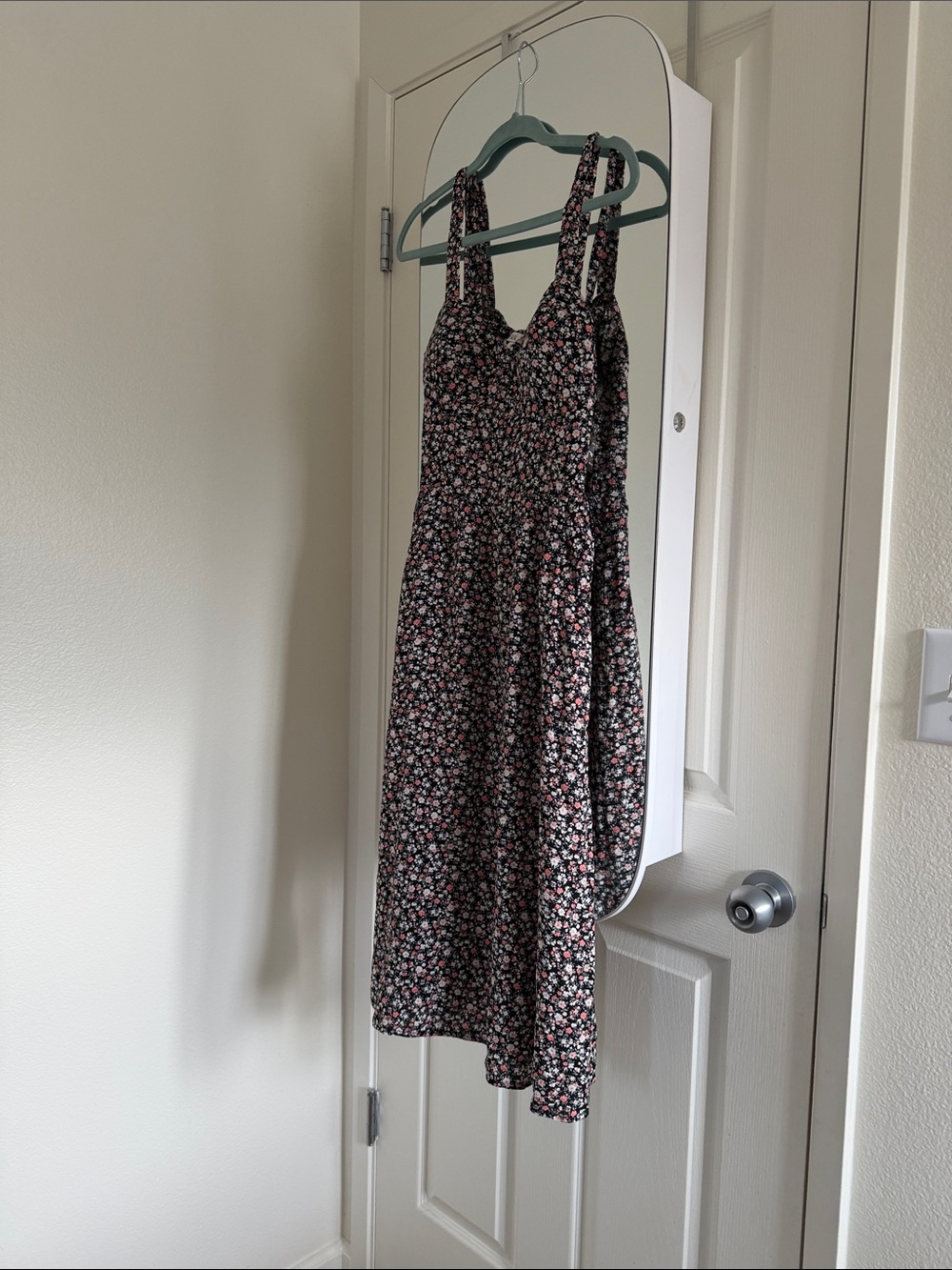 AUW Black Midi Dress with Pink and White Floral Print
